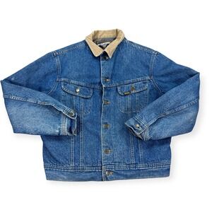 Mustang Stormrider Jacket Mens 42 Blue Blanket Lined Corduroy Collar Vintage